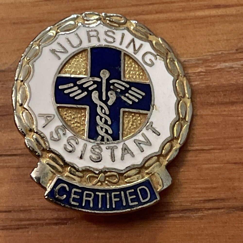 Nursing Assistant Certified CNA Enamel Pin Vintage 1977 Gold Tone